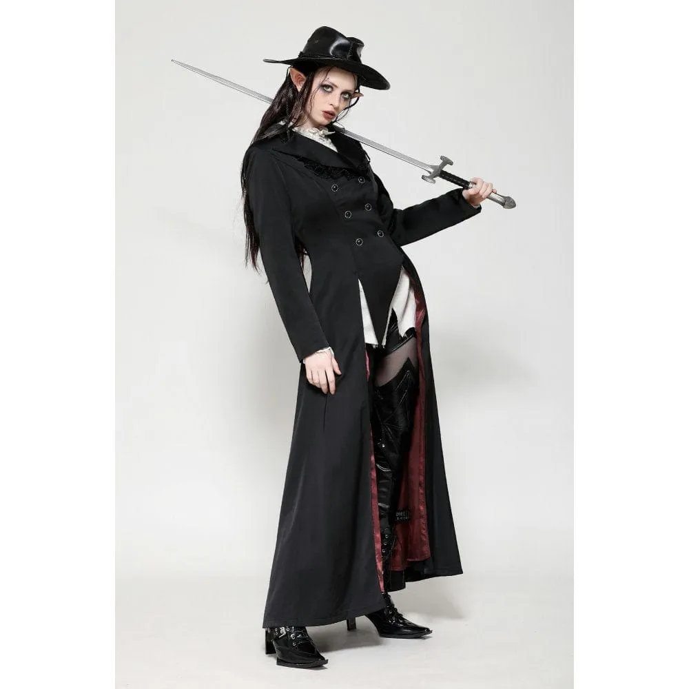 Women's Gothic Vampire Button Jacket Black Red