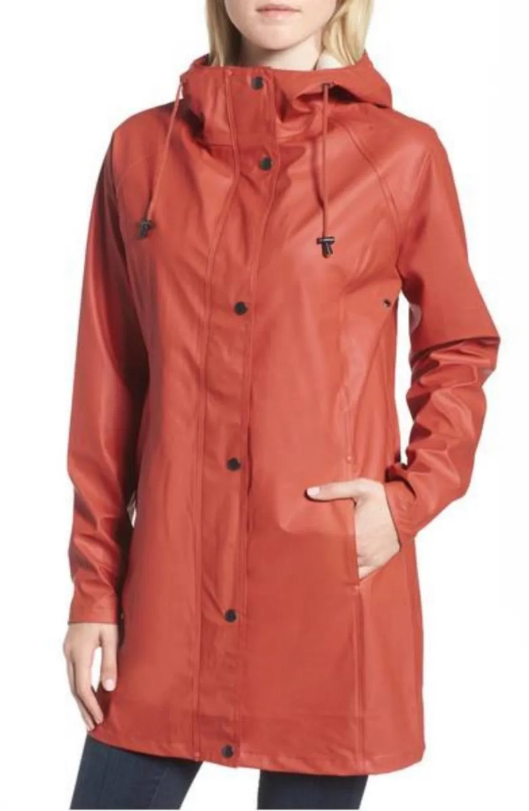 Women's Leather Trench Coat with Hoodie TC26