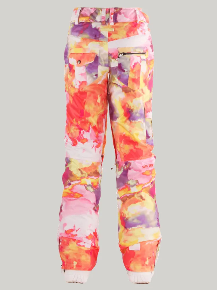 Women's Thermal Warm High Waterproof Windproof Colorful Snowboard Snow Pants