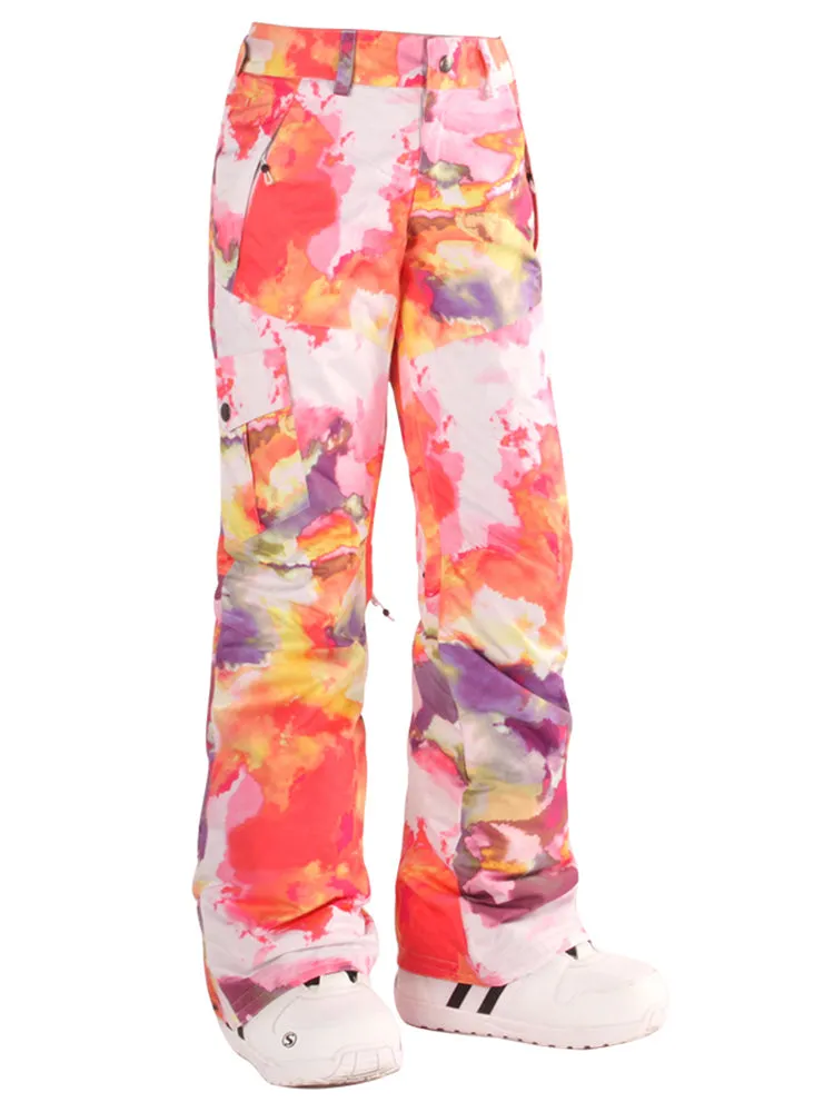 Women's Thermal Warm High Waterproof Windproof Colorful Snowboard Snow Pants