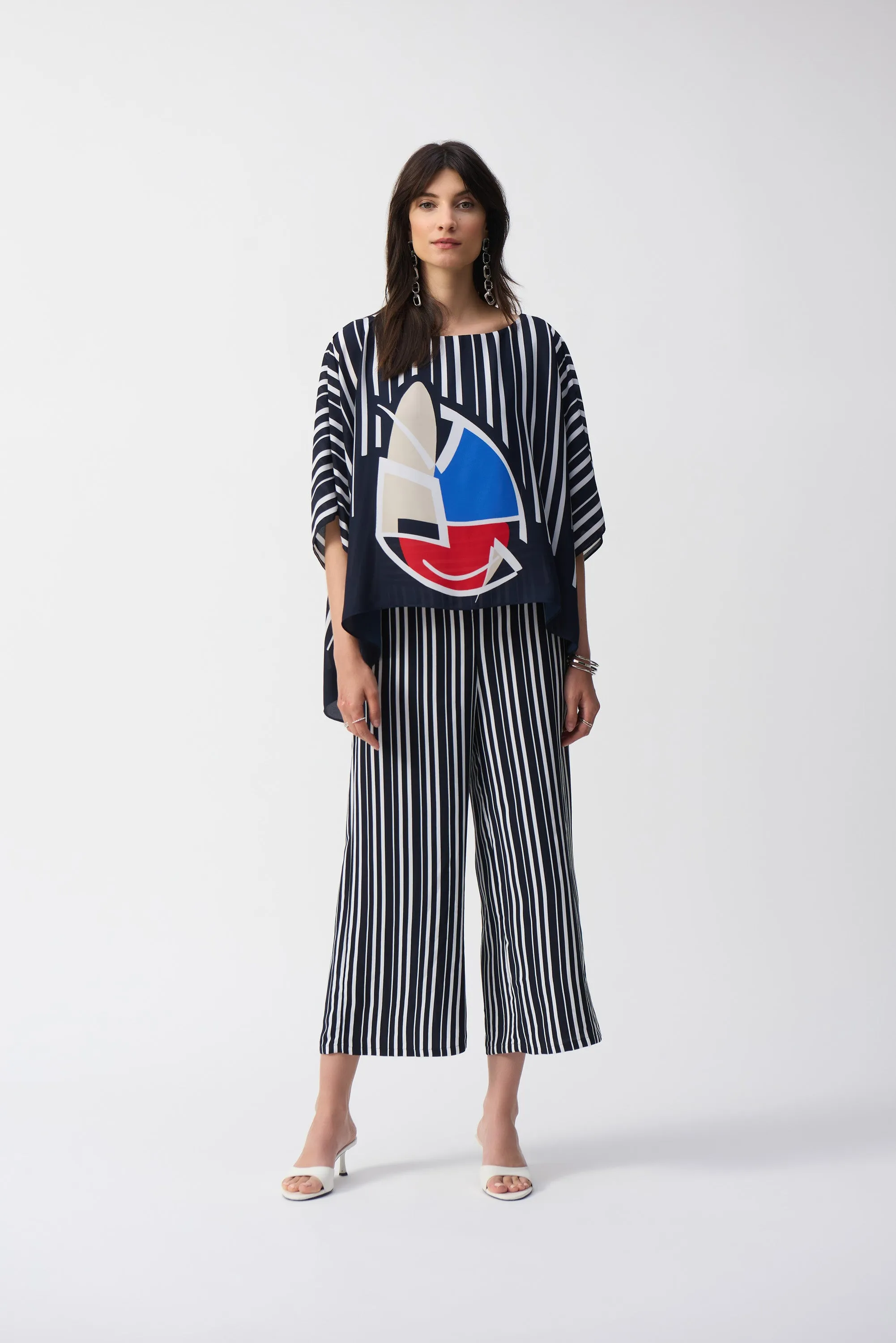 Woven Stripe Print Culotte Pants