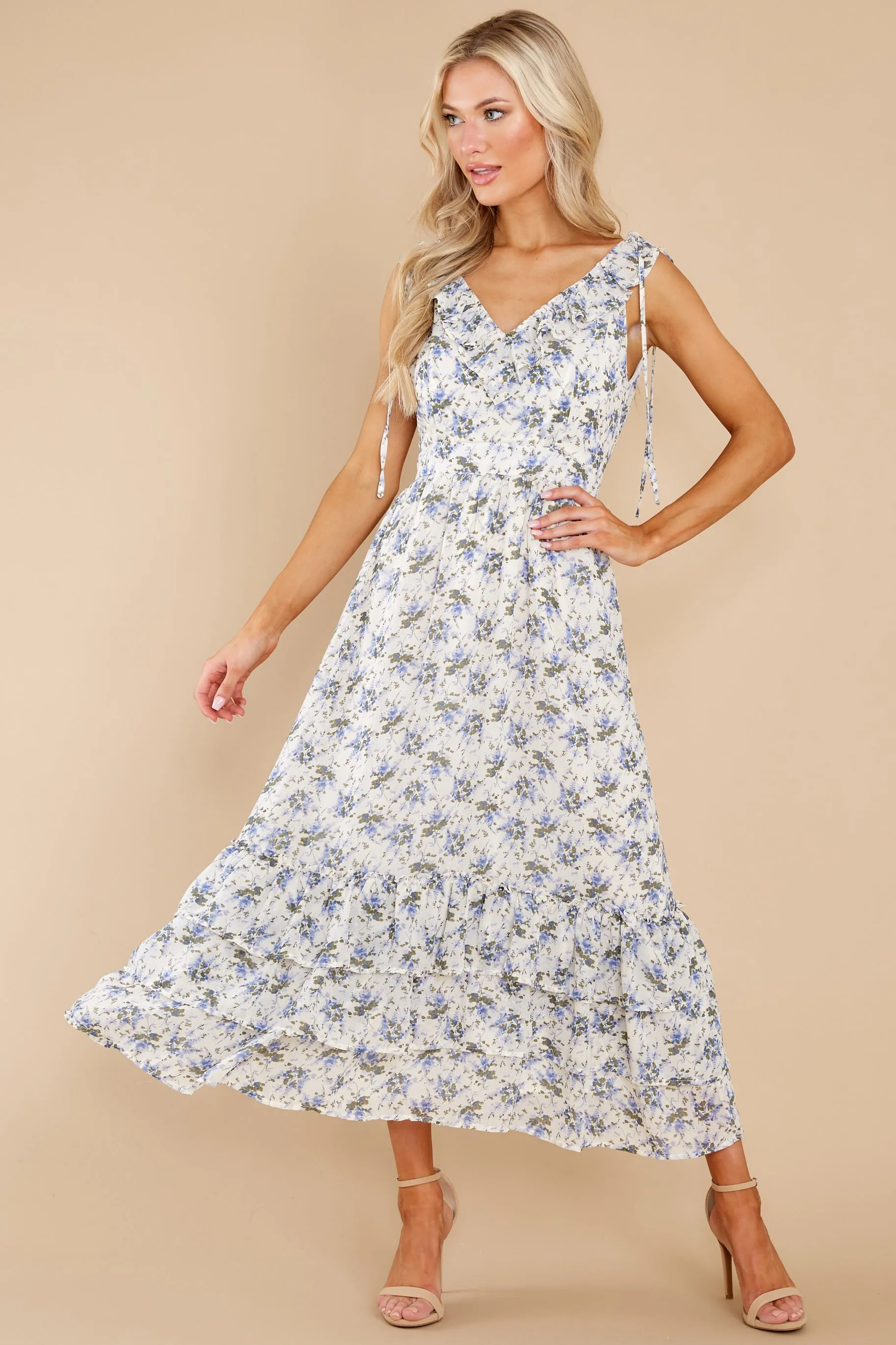 You Mean Everything Blue And White Floral Print Maxi Dress